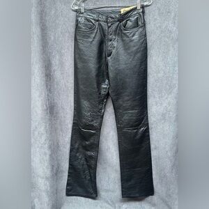 genuine leather black pants women’s high waist Sz 8